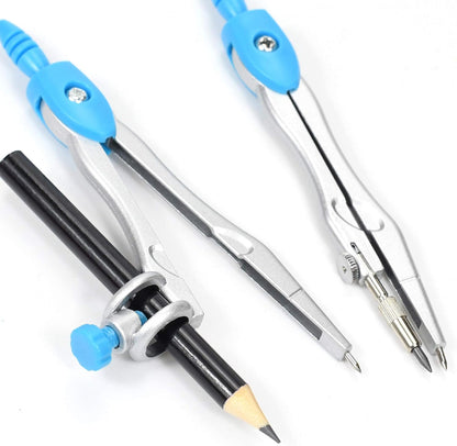 Unjoo Geometry Set 10 Pcs Student Supplies, Protractor and Compass (Blue）
