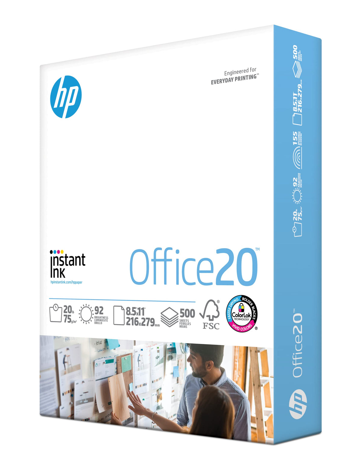 HP Printer Paper | 8.5 x 11 Paper | Office 20 lb | 3 Ream Case - 1500 Sheets | 92 Bright | Made in USA - FSC Certified | 112090C, White