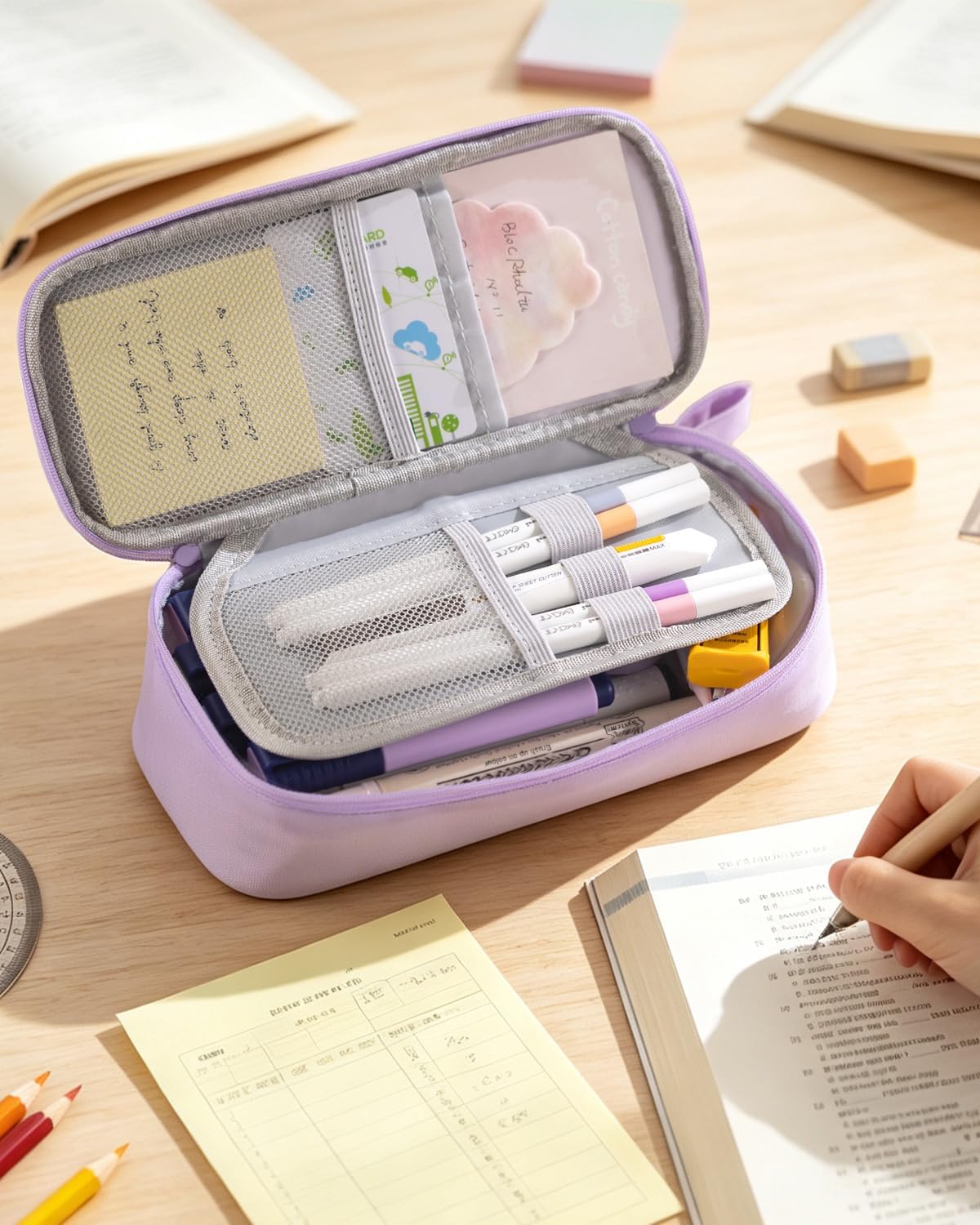 CICIMELON Durable Pen Pencil Case Big Storage Pen Pouch Bag for School Supplies Office College Teen Girls Adults, Purple
