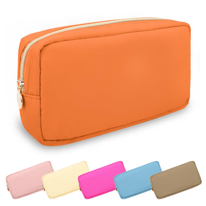 UIXIZQ Waterproof Small Pencil Case Makeup Bag for Purse,Cute Pencil Pouch Preppy Nylon Makeup Brush Holder with Zipper,Girls Portable Storage Case Small Pen Bag for Office(Slim-Black)