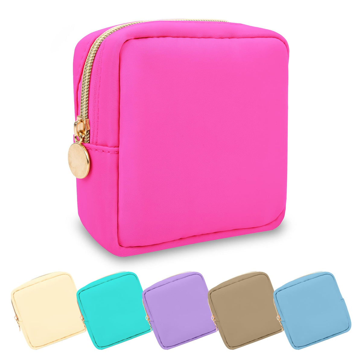 UIXIZQ Waterproof Small Pencil Case Makeup Bag for Purse,Cute Pencil Pouch Preppy Nylon Makeup Brush Holder with Zipper,Girls Portable Storage Case Small Pen Bag for Office(Slim-Black)