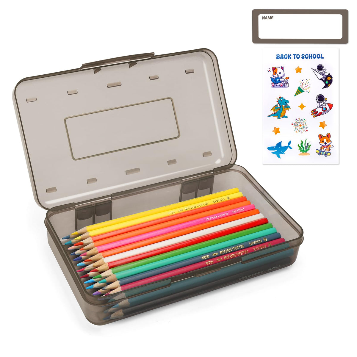 Plastic Hard Clear Color Pencil box Case for Girl Boy kids