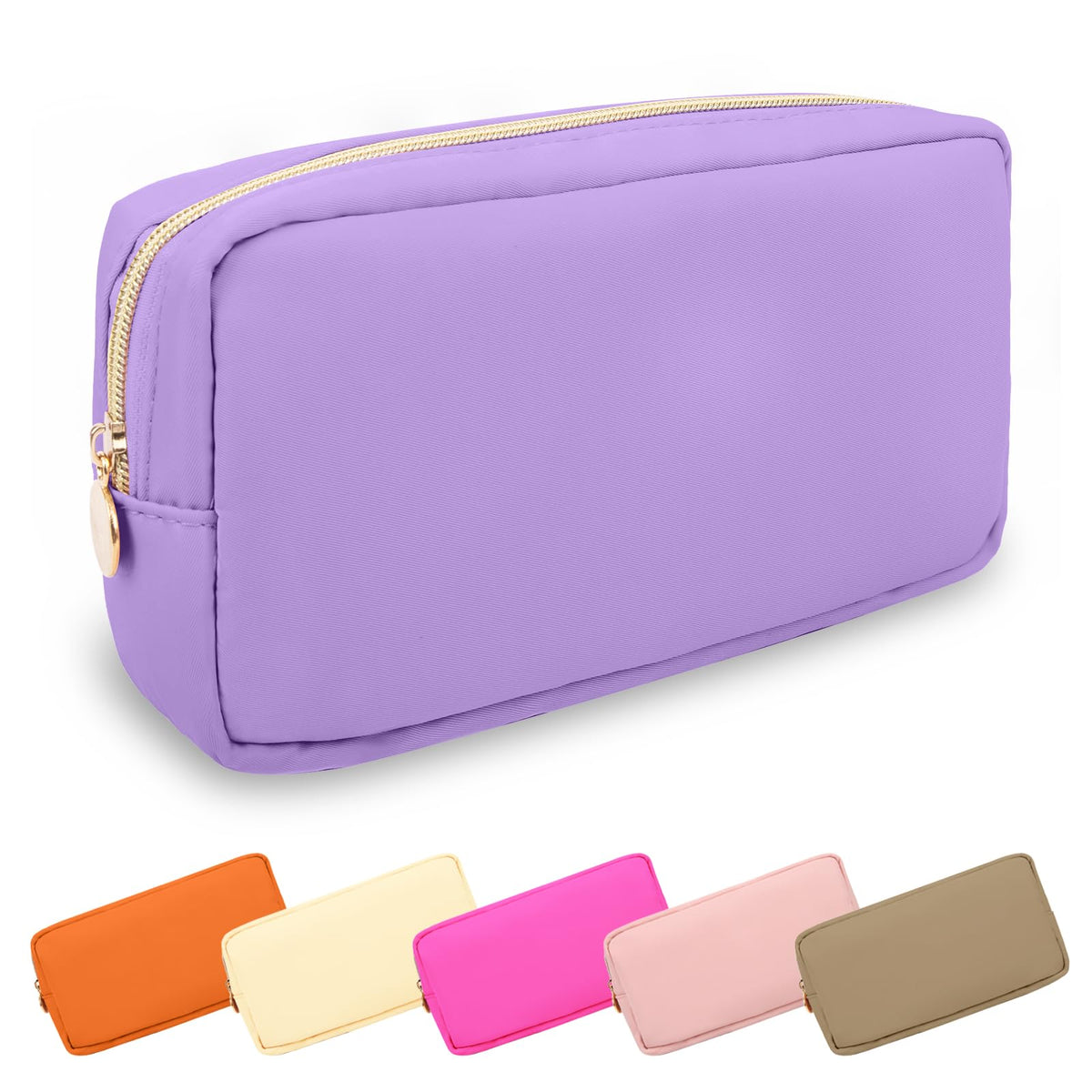 UIXIZQ Waterproof Small Pencil Case Makeup Bag for Purse,Cute Pencil Pouch Preppy Nylon Makeup Brush Holder with Zipper,Girls Portable Storage Case Small Pen Bag for Office(Slim-Black)