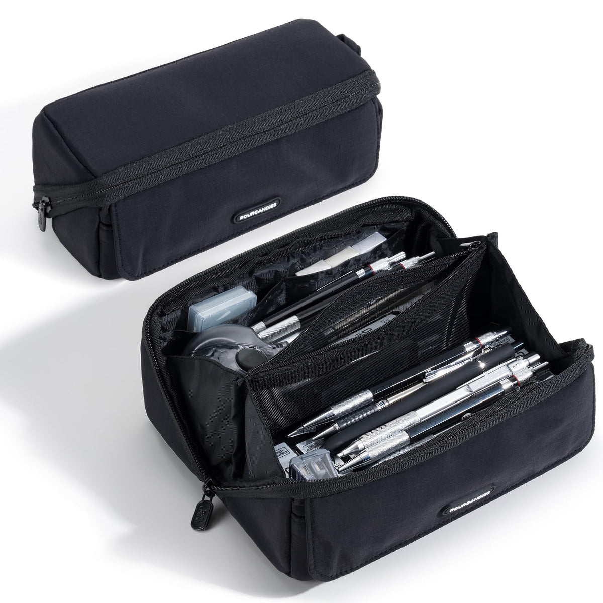 Four Candies Large Pencil Case, 5 Compartments Canvas Pen Organize