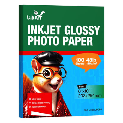 Uinkit Inkjet Glossy Photo Paper 48lb,8.5 x 11" 100 Sheets