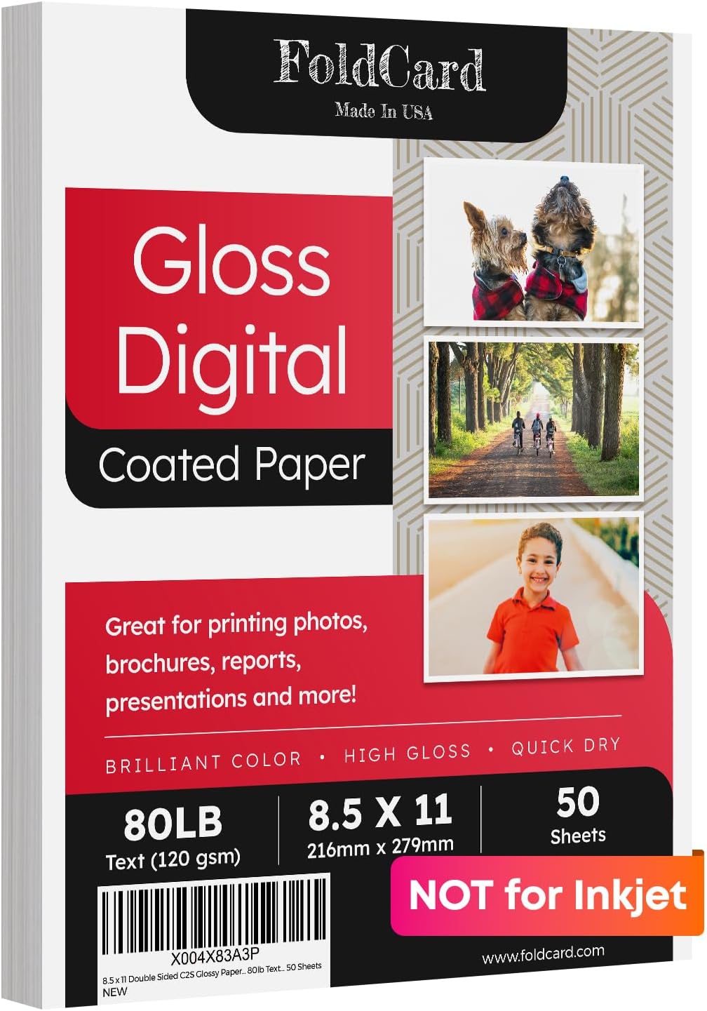 8.5x11 Double Sided Glossy Paper For Laser Printers Only 80lb Text 50 Pack