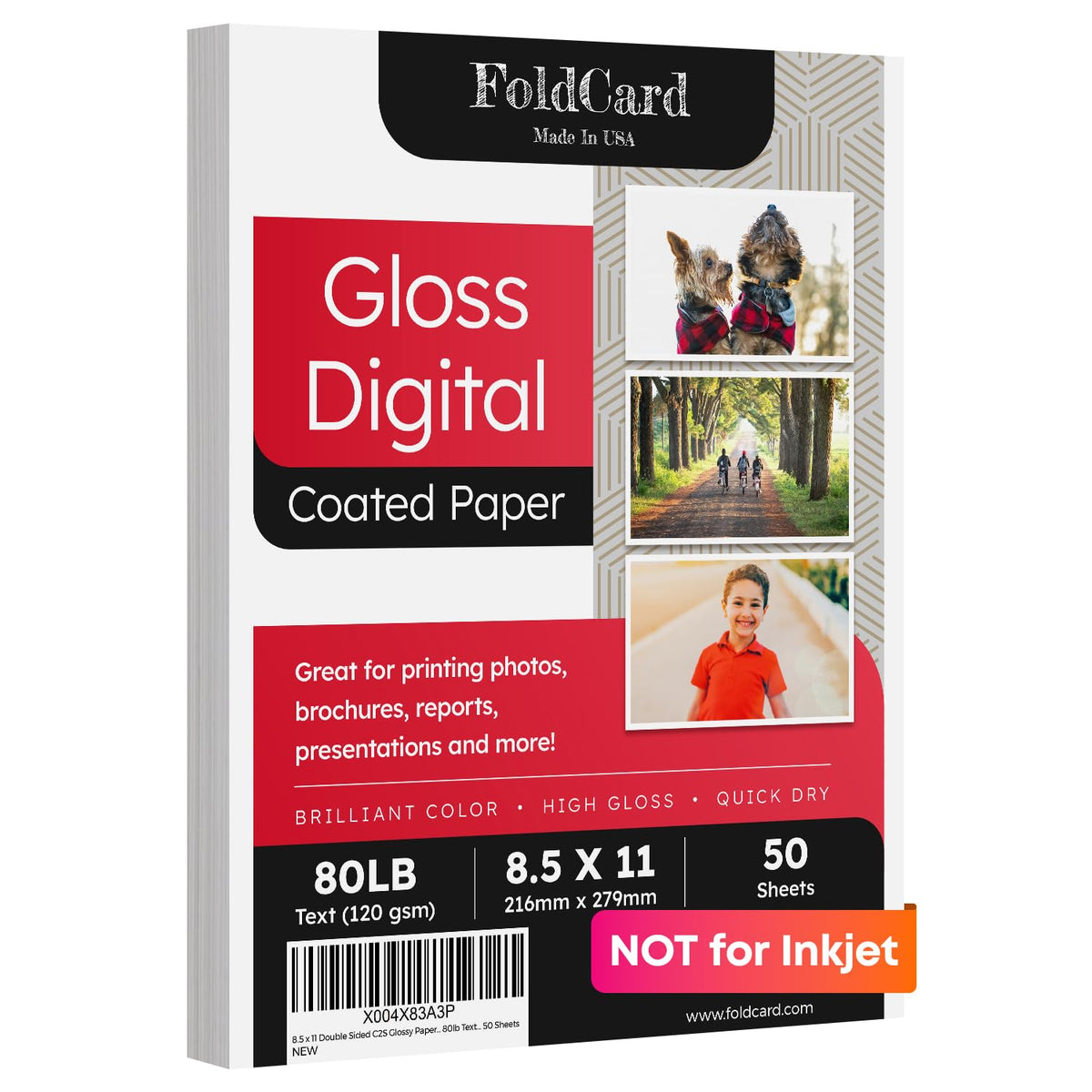 8.5x11 Double Sided Glossy Paper For Laser Printers Only 80lb Text 50 Pack