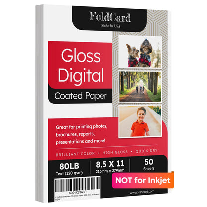 8.5x11 Double Sided Glossy Paper For Laser Printers Only 80lb Text 50 Pack