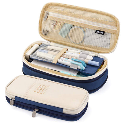 EASTHILL Big Capacity Pencil Pen Case Office College School Large Storage High Capacity Bag Pouch Holder Box Organizer Light Blue