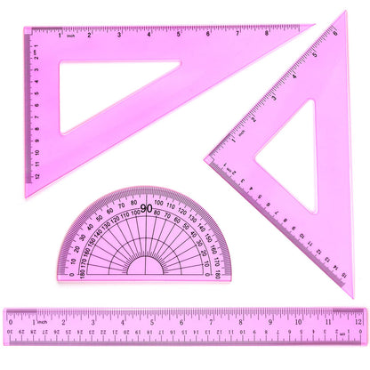 Coopay 4 Pcs Math Geometry Tool Set, Acrylic Drawing Tool, Clear