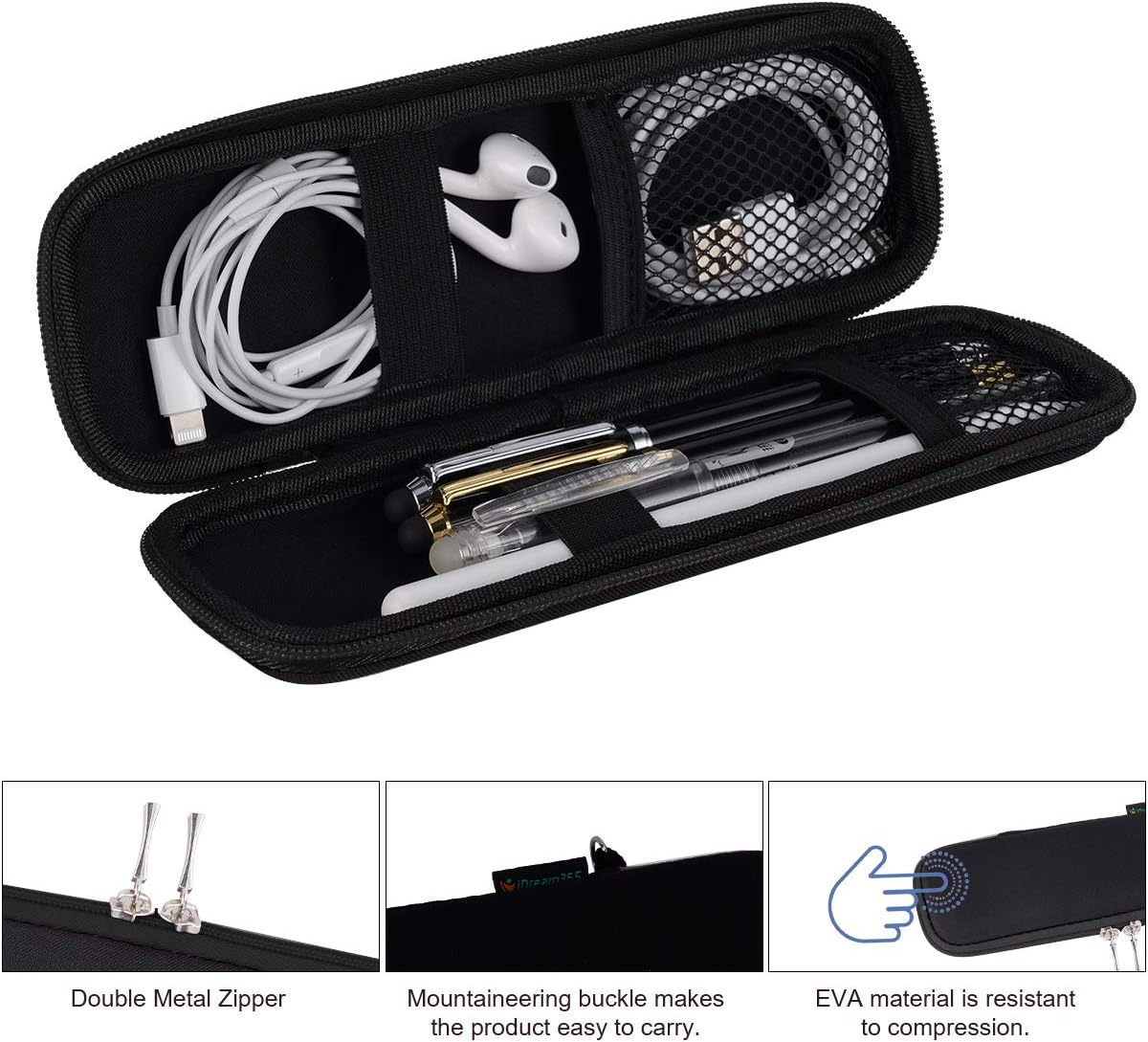 Small Pencil Case Holder for Pencils,Hard Pen Case for Executive Fountain Pens,Ballpoint Pens-Black