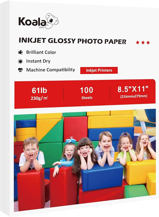 Koala Glossy Photo Paper Heavyweight Thick 8.5x11 Inch 61LB 100 Sheets
