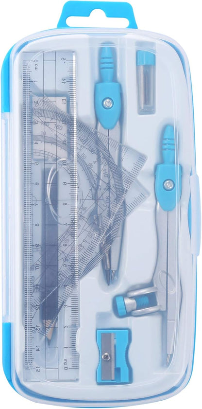 Unjoo Math Geometry Set 10 Pcs, Compass and Protractor for Students(Blue)