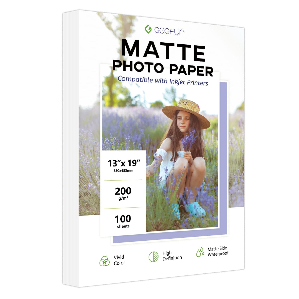 100 Sheets Matte Photo Paper 8.5x11, Goefun 54LB Inkjet Printer Paper