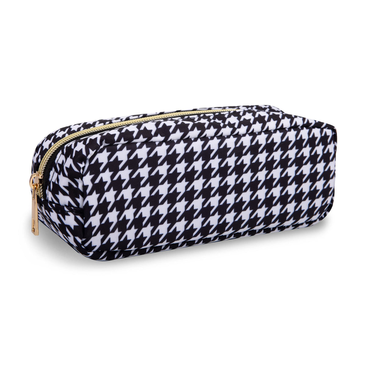 UIXIZQ Waterproof Small Pencil Case Makeup Bag for Purse,Cute Pencil Pouch Preppy Nylon Makeup Brush Holder with Zipper,Girls Portable Storage Case Small Pen Bag for Office(Slim-Black)