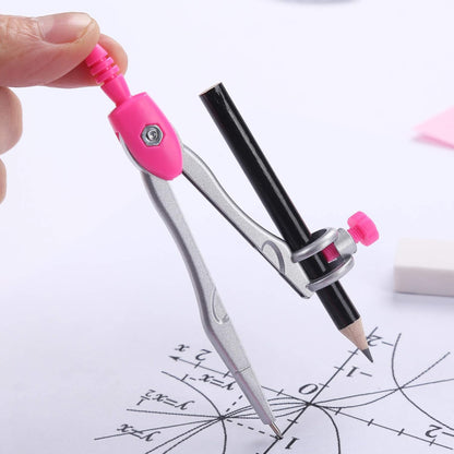 Unjoo Geometry Set 10 Pcs Student Supplies, Protractor and Compass (Pink）