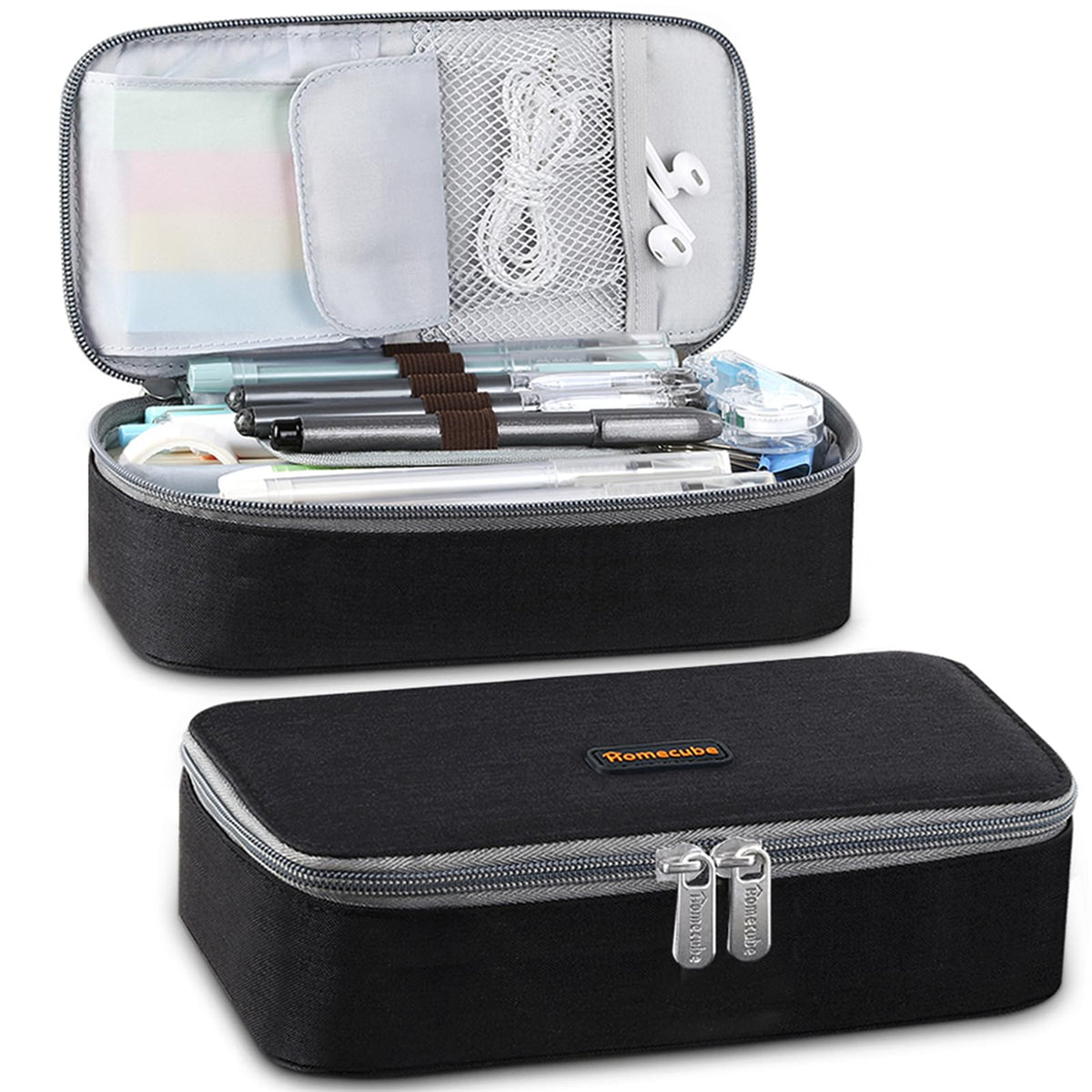 Homecube Pencil Case Capacious Pen Pencil Holder Box Makeup Pens Pouch Oxford Cloth Bag Large Storage Stationery Organizer with Zipper for School & Office - Gray