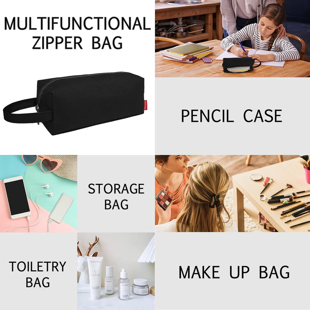 Fmeida Pencil Case Pouch Back to School Supplies Gift for Boys Girls Black