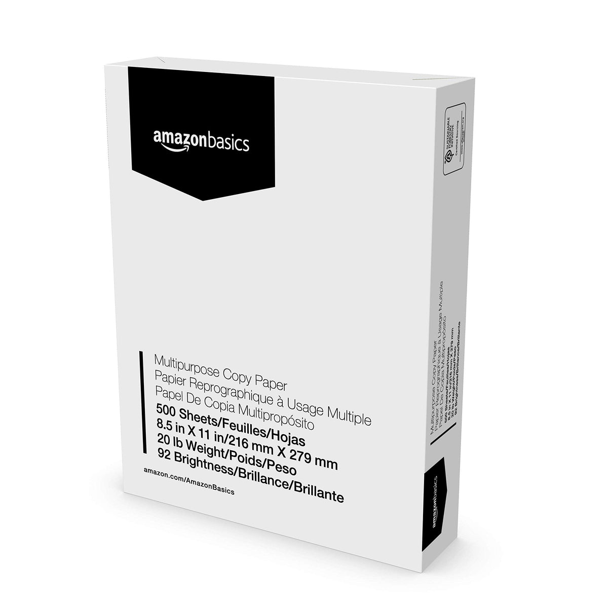 Amazon Basics Multipurpose Copy Printer Paper, 20 lb, 8.5 x 11 Inches, 5 Reams (2,500 Sheets), 92 Bright White