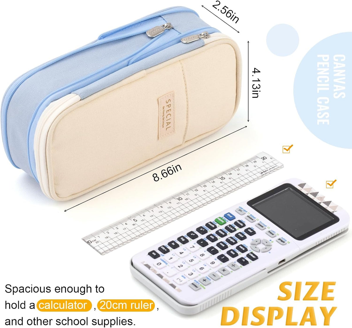 EASTHILL Big Capacity Pencil Pen Case Office College School Large Storage High Capacity Bag Pouch Holder Box Organizer Light Blue