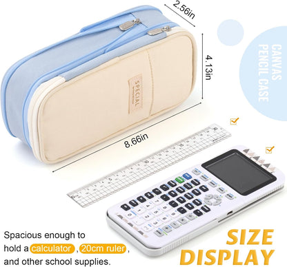 EASTHILL Big Capacity Pencil Pen Case Office College School Large Storage High Capacity Bag Pouch Holder Box Organizer Light Blue