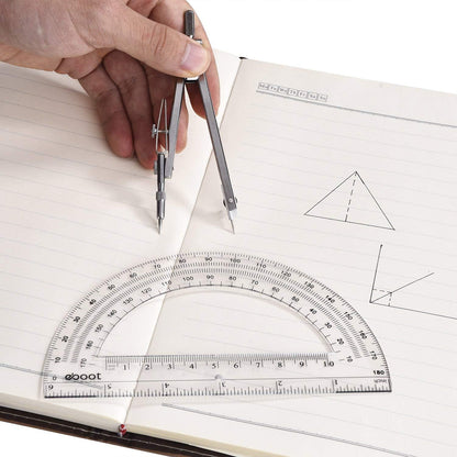 EBOOT Drawing Compass and 6 in Protractor Geometry Set, Clear