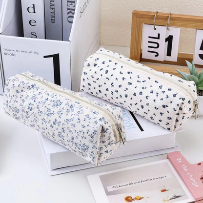 Cute Pencil Case Aesthetic Student Pencil Pouch Coin Pen Pouch Cosmetic Bag Office Stationery Organizer For Kids Teen School (Z-Pink flower)