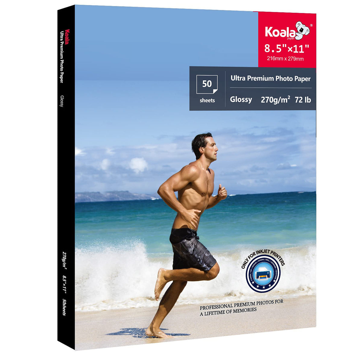 Koala Photo Paper Resin Coated 8.5x11 In Glossy Photo Printer Paper 72lb