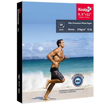 Koala Photo Paper Resin Coated 8.5x11 In Glossy Photo Printer Paper 72lb