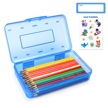 Plastic Hard Clear Color Pencil box Case for Girl Boy kids