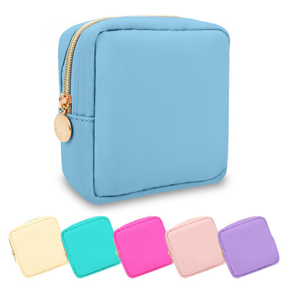 UIXIZQ Waterproof Small Pencil Case Makeup Bag for Purse,Cute Pencil Pouch Preppy Nylon Makeup Brush Holder with Zipper,Girls Portable Storage Case Small Pen Bag for Office(Slim-Black)
