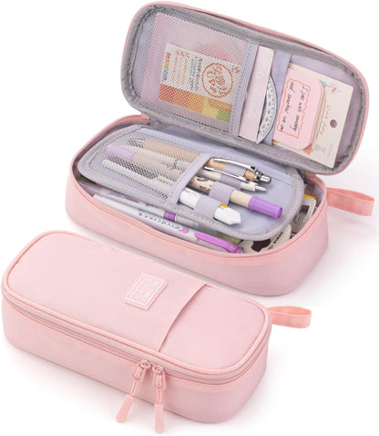 CICIMELON Durable Pencil Case Big Storage Pen Pouch Bag for School Supplies Office College Teen Girls Adults, Pink