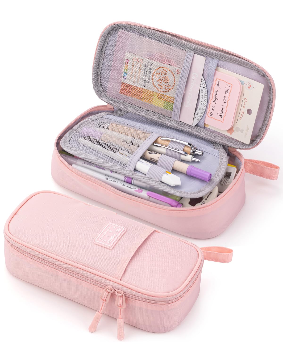 CICIMELON Durable Pencil Case Big Storage Pen Pouch Bag for School Supplies Office College Teen Girls Adults, Pink