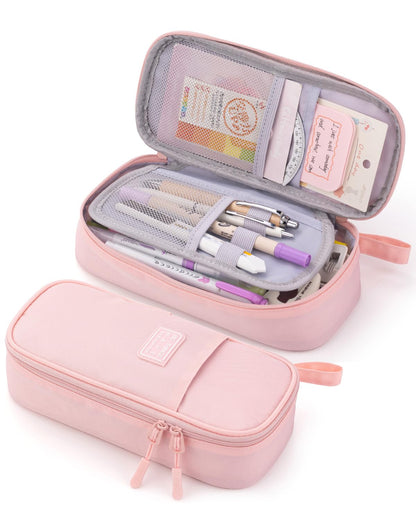 CICIMELON Durable Pencil Case Big Storage Pen Pouch Bag for School Supplies Office College Teen Girls Adults, Pink