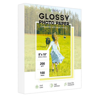 Glossy Photo Paper 8.5x11, Goefun 54LB Inkjet Printer Paper 100 Sheets