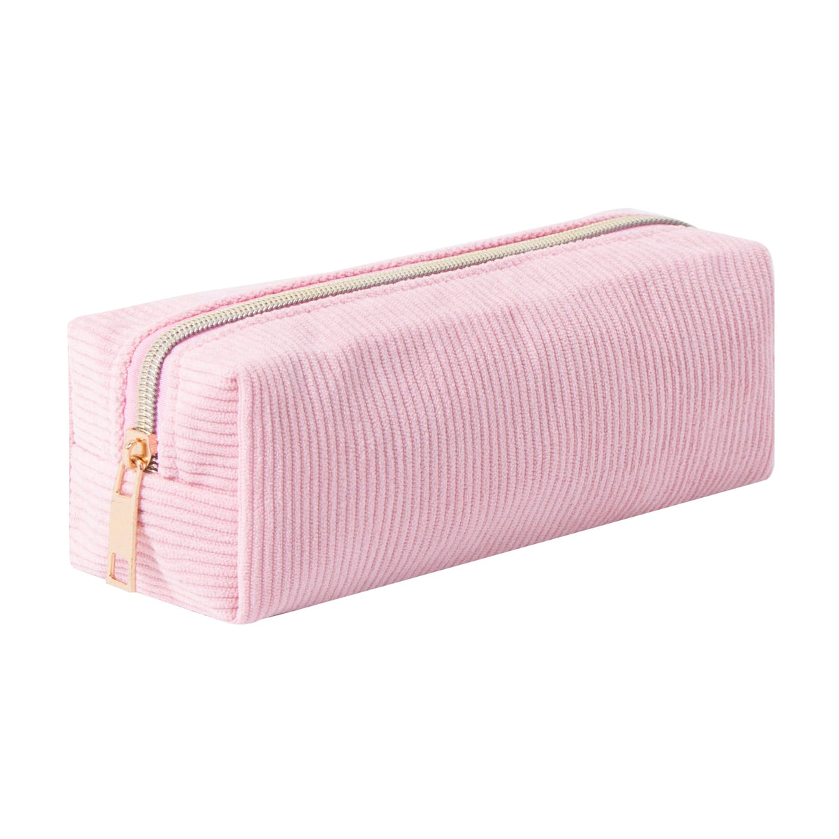 Corduroy Pencil Case with Metal Zipper Aesthetic Pen Pouch Large Capacity Makeup Bag Cosmetic Organizer Stationery Storage Bag for School Office Travel Cute Pencil Box (White)