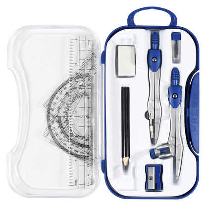 Vobou 10 pcs Math Geometry Set Student Supplies,Compass Kit Set (Black）