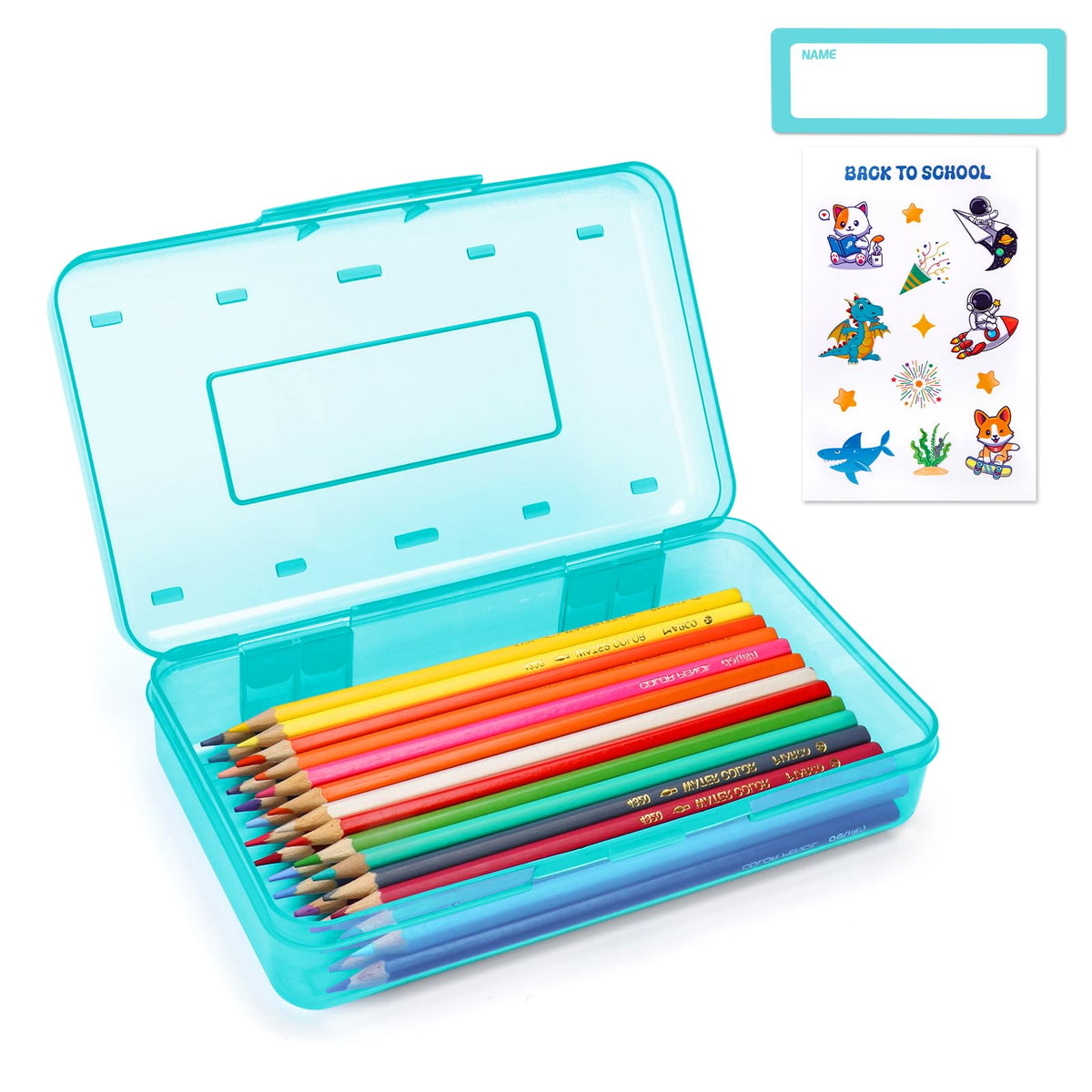 Plastic Hard Clear Color Pencil box Case for Girl Boy kids