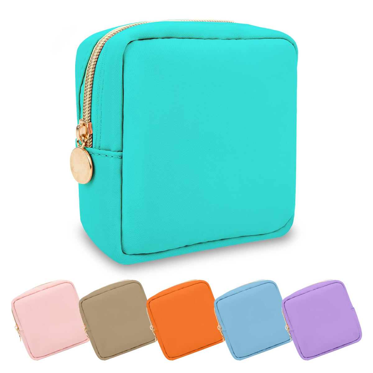 UIXIZQ Waterproof Small Pencil Case Makeup Bag for Purse,Cute Pencil Pouch Preppy Nylon Makeup Brush Holder with Zipper,Girls Portable Storage Case Small Pen Bag for Office(Slim-Black)
