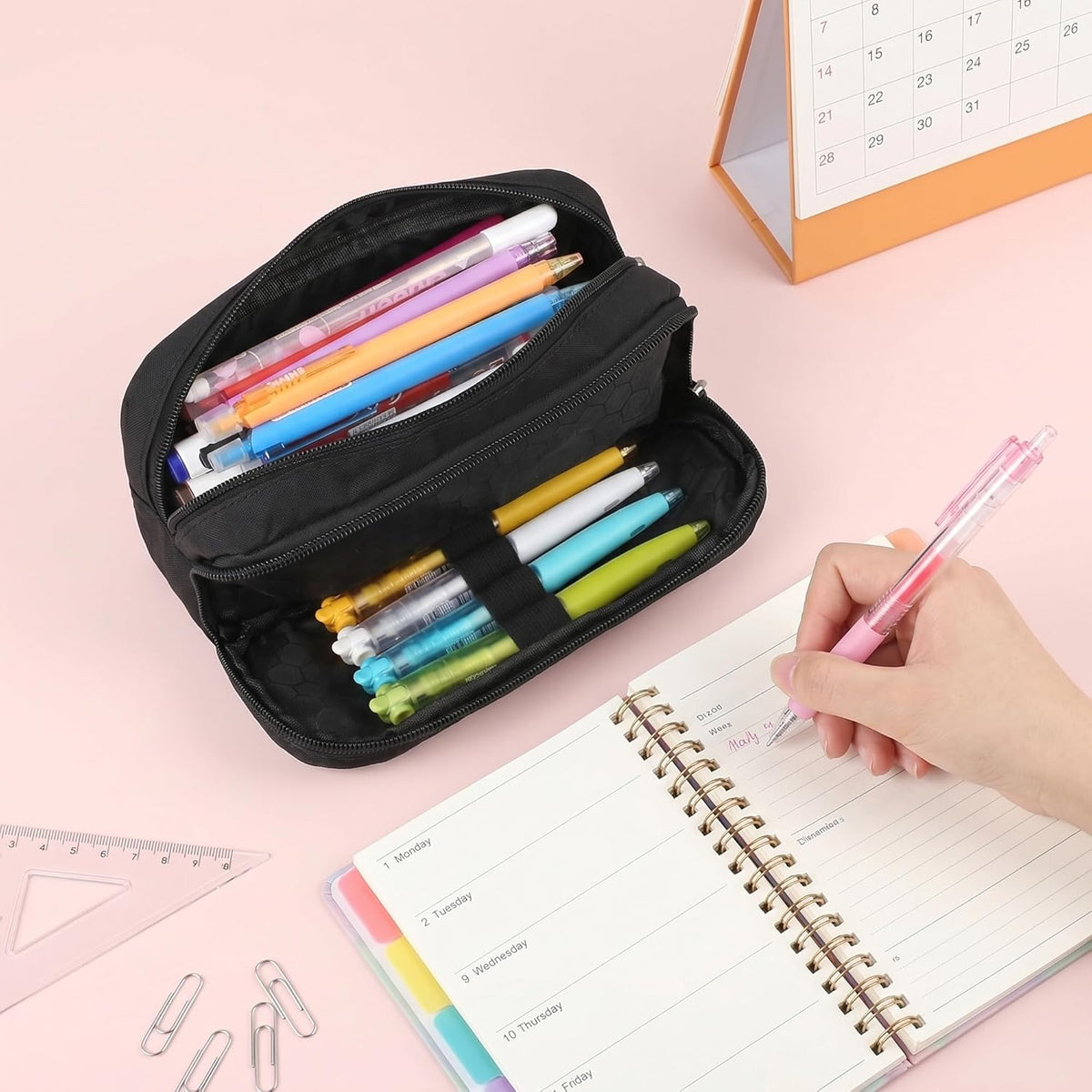 Della Gao Large Pencil Case, Big Capacity Pencil Pouch with 2 Compartments