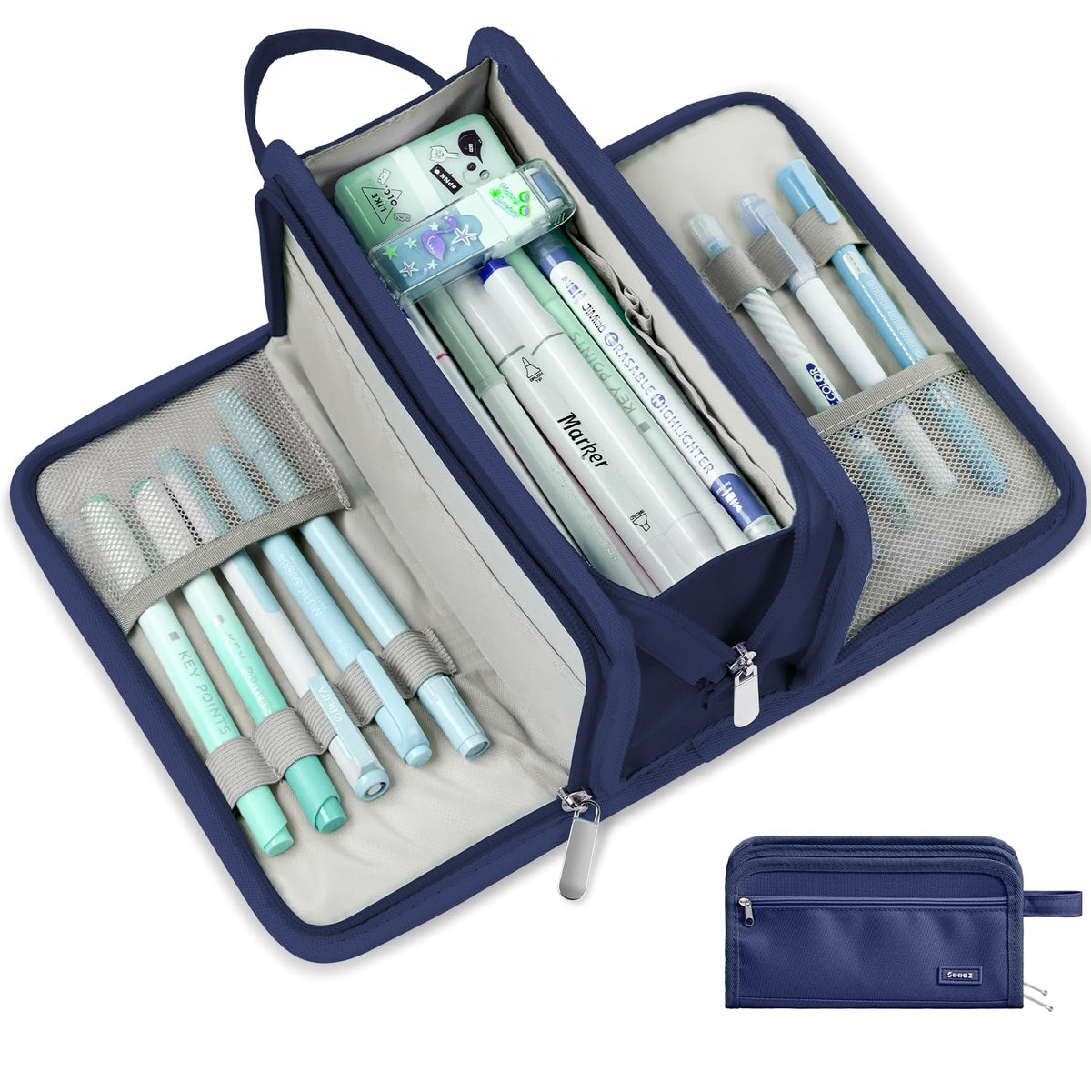 Sooez Big Pencil Case, Pencil Pouch, Pencil Bag, Pencil Box, Purple & Plaid