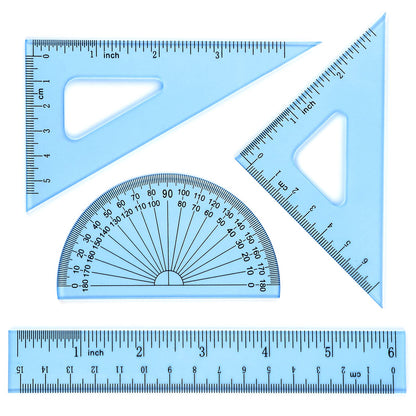 Coopay 4 Pcs Math Geometry Tool Set, Acrylic Drawing Tool, Clear