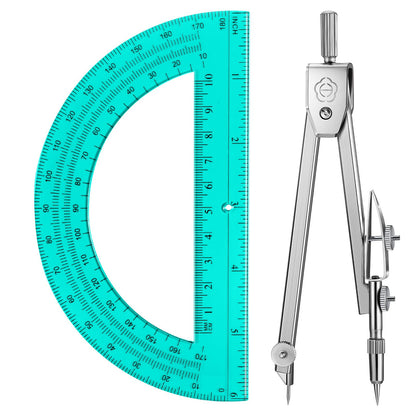 EBOOT Drawing Compass and 6 in Protractor Geometry Set, Clear