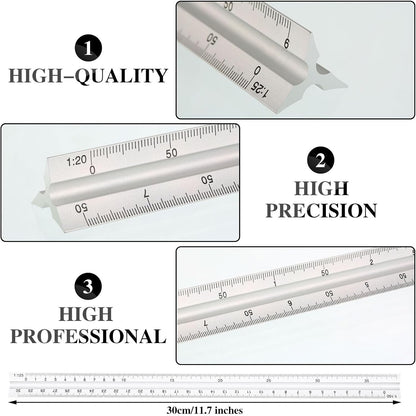Zonon 10 Pcs Architect Scale & Geometric Drawing Template, Classic, Clear