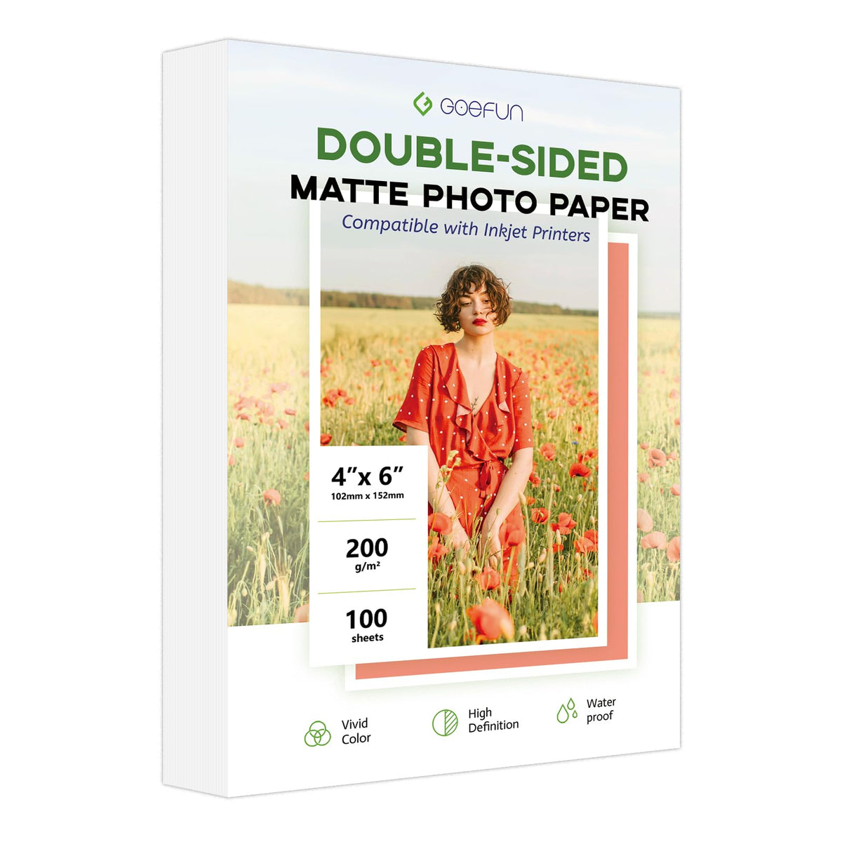 Double Sided Matte Photo Paper 8.5 x 11, Goefun 54LB Photo Paper 100 Sheets