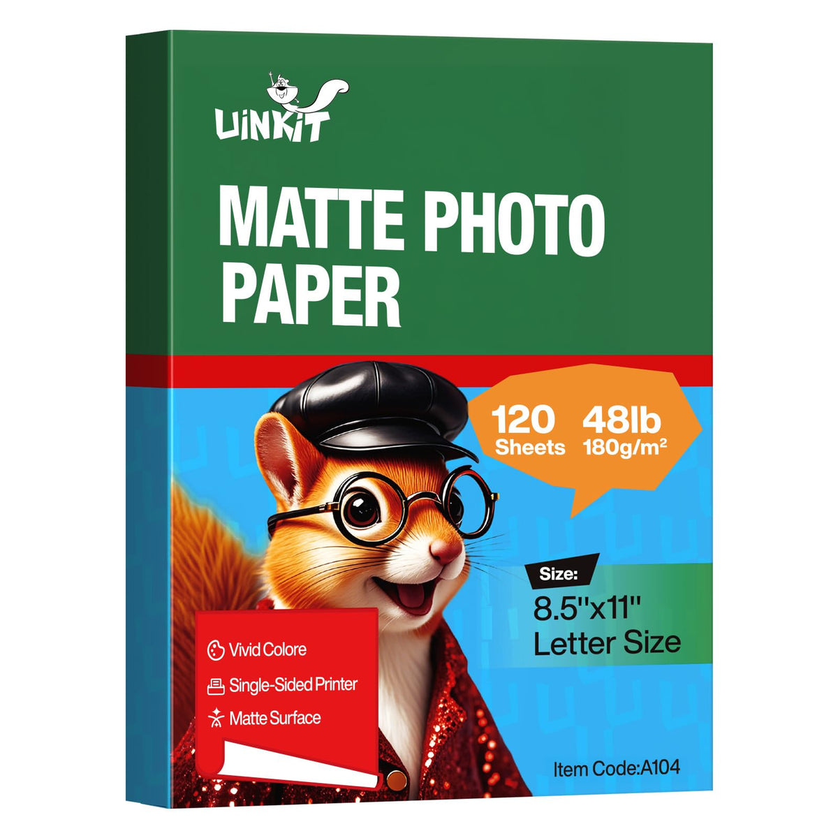 Uinkit Inkjet Glossy Photo Paper 48lb,8.5 x 11" 100 Sheets