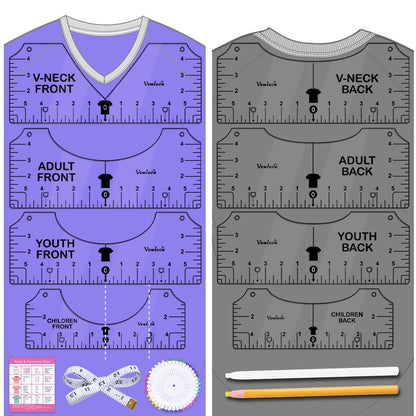 Vowlove T-Shirt Ruler for Precise Vinyl Alignment, Heat Press Guide Tool