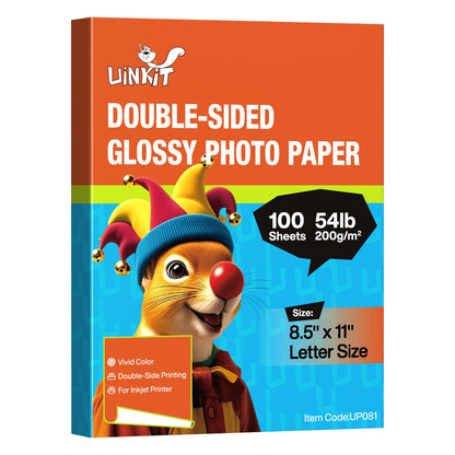 Uinkit Double-Sided Glossy Inkjet Photo Paper 8.5x11, 200 Sheets, 200gsm