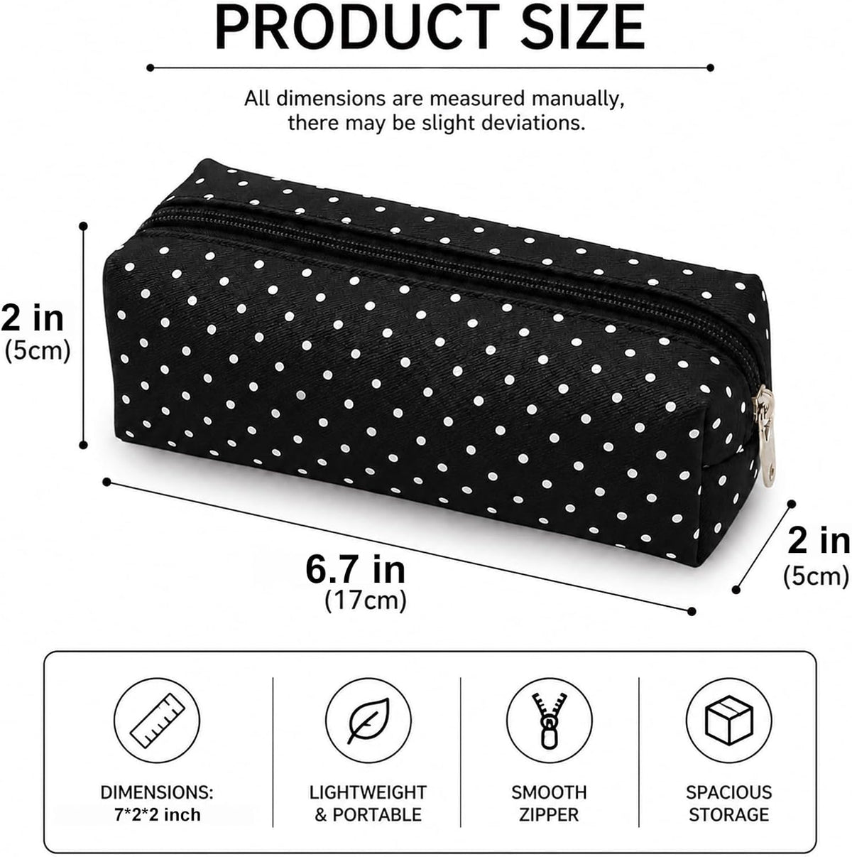Polka Dot Pencil Case Cute Pencil Pouch for Work(Black)
