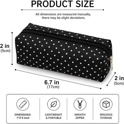 Polka Dot Pencil Case Cute Pencil Pouch for Work(Black)